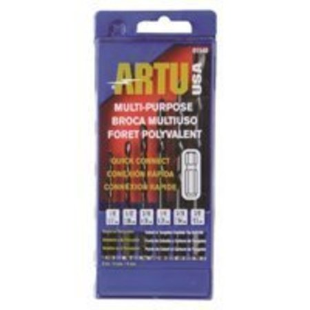 ARTU ARTU 01540 Multi-Purpose Drill Bit Set, Chrome Vanadium Steel/Cobalt/Tungsten Carbide, 6-Piece 1540